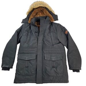Alliance Fashion Men's Dark Gray Winter Coat Size‎ Large Zip Removable Hood